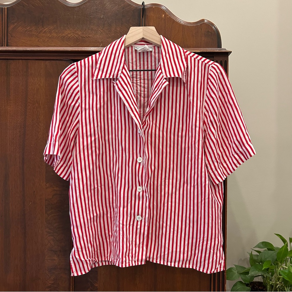 Vintage Red and White Striped Shirt